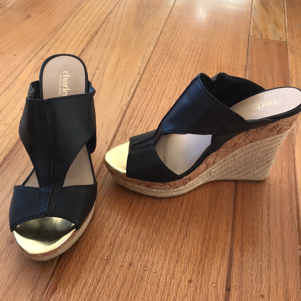Charles David leather wedges